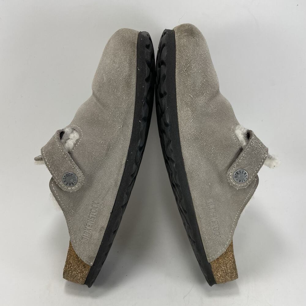 Birkenstock Taupe Suede Shearling Clog Mule - Picture 6 of 10
